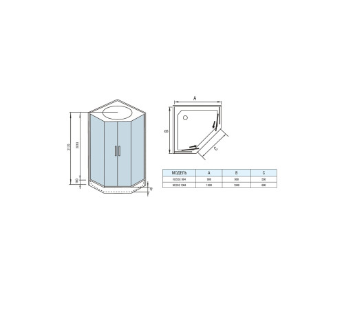 Душевая кабина WeltWasser WW500 NESSE 1004 100x100 (10000003285) 