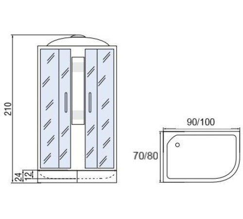 Душевая кабина Мономах 100/80/24 МЗ L (100x80)