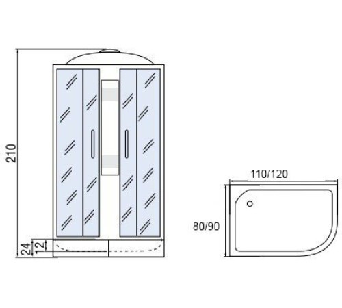 Душевая кабина Мономах 120/80/24 МЗ L (120x80)
