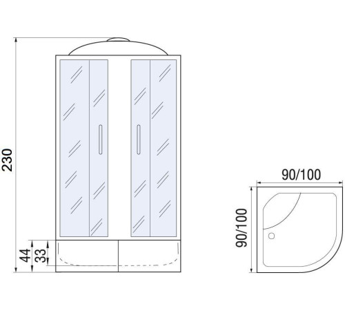 Душевая кабина Мономах XL 100/44 С МЗ (100x100)