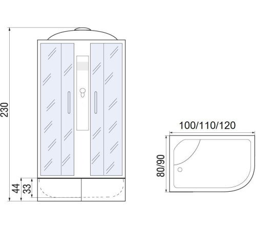 Душевая кабина Мономах XL 120/80/44 МЗ R (120x80)