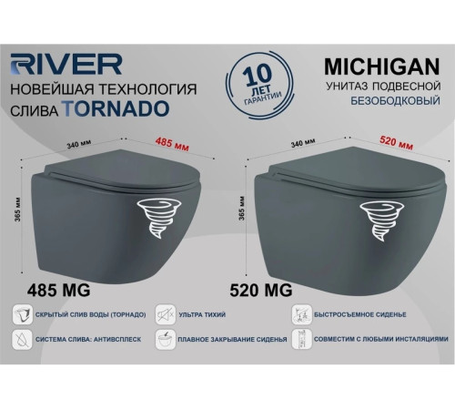 Подвесной унитаз River MICHIGAN 485 MG (10000013698)