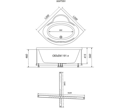 Акриловая ванна Triton Мартин 120х120 (Щ0000045647)