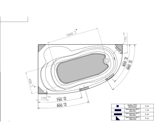 Акриловая ванна Triton Изабель New левая 170х100 (Щ0000048746)