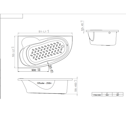 Акриловая ванна Triton Изабель New левая 170х100 (Щ0000048746)