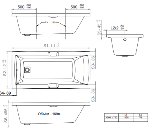 Акриловая ванна Triton Алекса 150х75 (Щ0000049162)