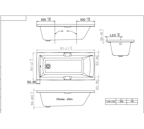 Акриловая ванна Triton Алекса 170х75 (Щ0000049164)