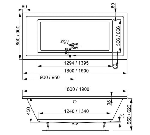 Акриловая ванна Vagnerplast Cavallo (VPBA190CAV2X-04)