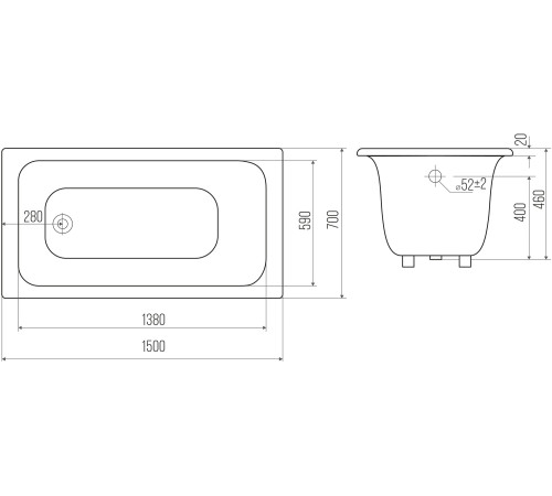 Ванна чугунная Goldman Comfort  150x70  (000000203)