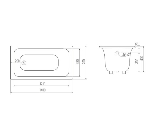Ванна чугунная Goldman Classic  140x70  (000000317)