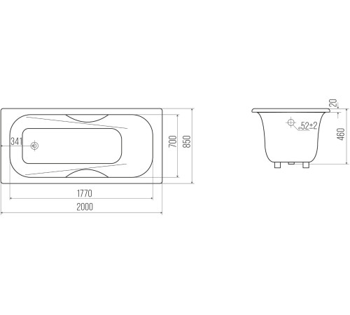 Ванна чугунная Goldman Maxima с ручками 200*85  (000000961)