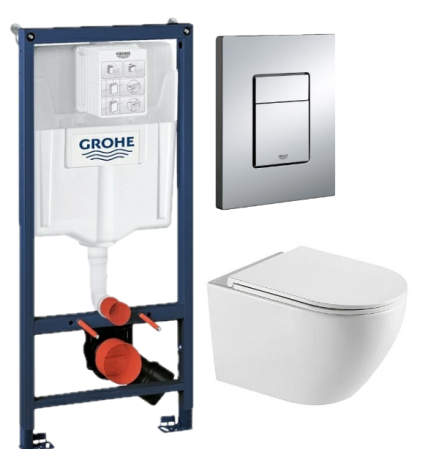 Комплект: инсталляция Grohe Rapid SL 38772001 с кнопкой хром и подвесным унитазом Amore di Mare Lenza Tornado P252-T