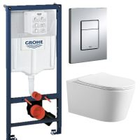 Комплект: инсталляция Grohe Rapid SL 38772001 с кнопкой хром и подвесным унитазом Amore di Mare Temo Tornado P322-T