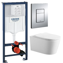 Комплект: инсталляция Grohe Rapid SL 38772001 с кнопкой хром и подвесным унитазом Amore di Mare Temo Tornado P322-T