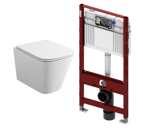 Комплект: инсталляция TECEprofil 9300302 c подвесным безободковым унитазом Teymi Helmi S T40302