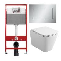 Комплект: инсталляция для унитаза TECEbase kit 9400402 с кнопкой и подвесным безободковым унитазом Teymi Helmi S T40302