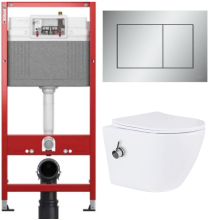 Комплект: инсталляция для унитаза TECEbase kit 9400402 с кнопкой и подвесным унитазом Amore di Mare Delio Bidet P203-X