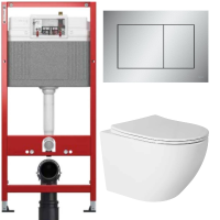 Комплект: инсталляция для унитаза TECEbase kit 9400402 с кнопкой и подвесным унитазом Amore di Mare Delio P203