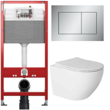 Комплект: инсталляция для унитаза TECEbase kit 9400402 с кнопкой и подвесным унитазом Amore di Mare Delio P203