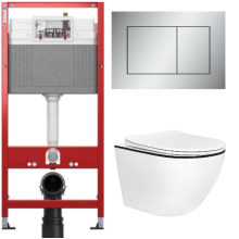 Комплект: инсталляция для унитаза TECEbase kit 9400402 с кнопкой и подвесным унитазом Amore di Mare Delio P203B