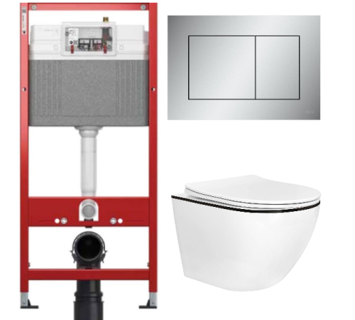 Комплект: инсталляция для унитаза TECEbase kit 9400402 с кнопкой и подвесным унитазом Amore di Mare Delio P203B