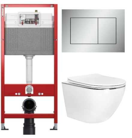 Комплект: инсталляция для унитаза TECEbase kit 9400402 с кнопкой и подвесным унитазом Amore di Mare Delio P203S