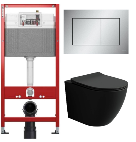 Комплект: инсталляция для унитаза TECEbase kit 9400402 с кнопкой и подвесным унитазом Amore di Mare Delio Tornado P203MB-T