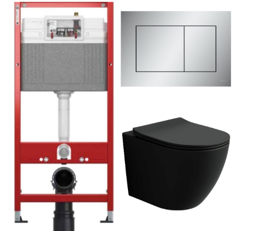 Комплект: инсталляция для унитаза TECEbase kit 9400402 с кнопкой и подвесным унитазом Amore di Mare Delio Tornado P203MB-T