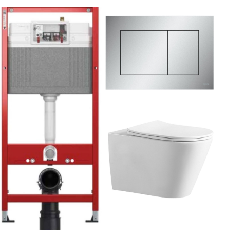 Комплект: инсталляция для унитаза TECEbase kit 9400402 с кнопкой и подвесным унитазом Amore di Mare Elsa Tornado P312-T
