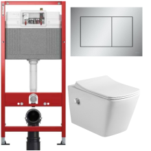 Комплект: инсталляция для унитаза TECEbase kit 9400402 с кнопкой и подвесным унитазом Amore di Mare Garda Bidet P310-X