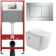 Комплект: инсталляция для унитаза TECEbase kit 9400402 с кнопкой и подвесным унитазом Amore di Mare Garda Bidet P310-X