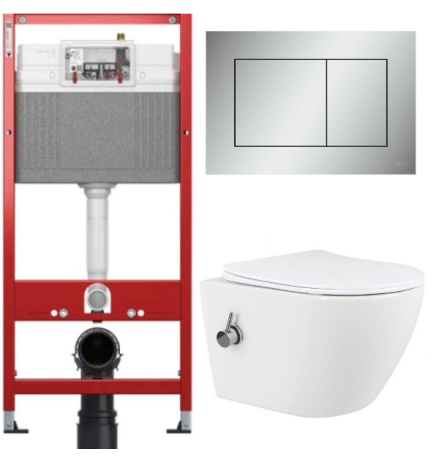 Комплект: инсталляция для унитаза TECEbase kit 9400402 с кнопкой и подвесным унитазом Amore di Mare Lenza Tornado Bidet P252-XT