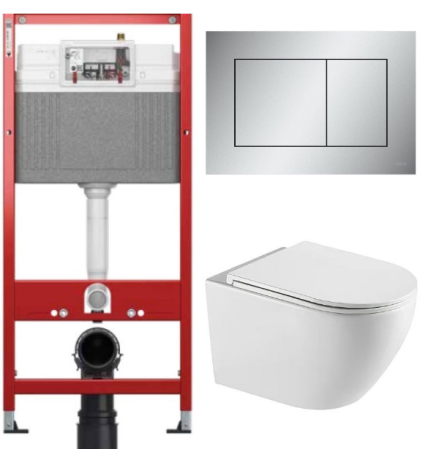 Комплект: инсталляция для унитаза TECEbase kit 9400402 с кнопкой и подвесным унитазом Amore di Mare Lenza Tornado P252-T 