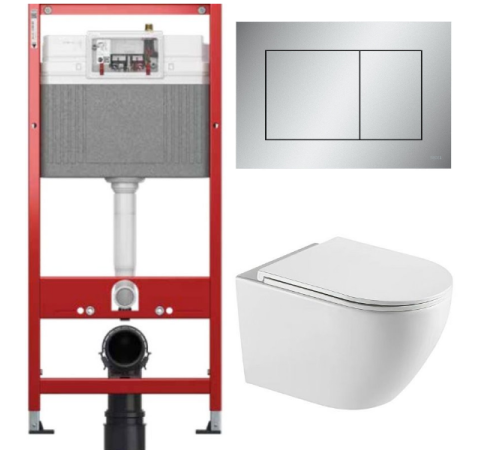 Комплект: инсталляция для унитаза TECEbase kit 9400402 с кнопкой и подвесным унитазом Amore di Mare Lenza Tornado P252-T 