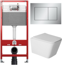 Комплект: инсталляция для унитаза TECEbase kit 9400402 с кнопкой и подвесным унитазом Amore di Mare Tassaro Tornado P202-T
