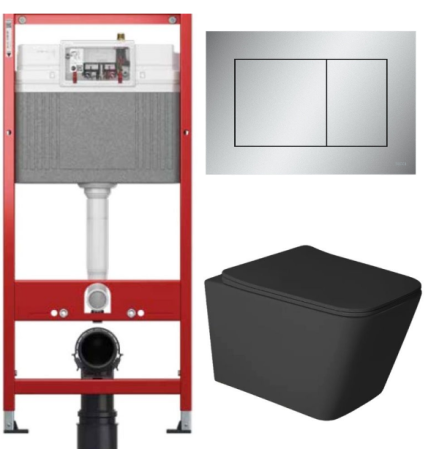 Комплект: инсталляция для унитаза TECEbase kit 9400402 с кнопкой и подвесным унитазом Amore di Mare Tassaro Tornado P202MB-T