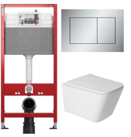 Комплект: инсталляция для унитаза TECEbase kit 9400402 с кнопкой и подвесным унитазом Amore di Mare Tassaro Tornado P202MW-T
