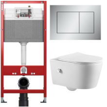 Комплект: инсталляция для унитаза TECEbase kit 9400402 с кнопкой и подвесным унитазом Amore di Mare Temo Bidet P322-X