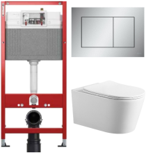 Комплект: инсталляция для унитаза TECEbase kit 9400402 с кнопкой и подвесным унитазом Amore di Mare Temo Tornado P322-T