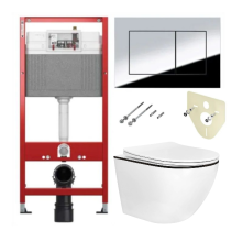  Комплект 6 в 1: инсталляция TECEbase kit 9400412 с кнопкой хром и подвесным унитазом Amore di Mare Delio P203B