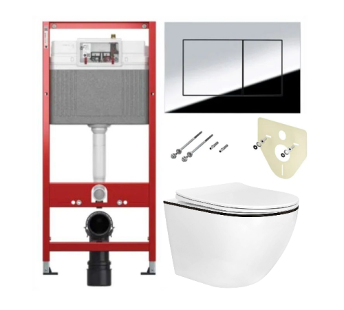  Комплект 6 в 1: инсталляция TECEbase kit 9400412 с кнопкой хром и подвесным унитазом Amore di Mare Delio P203B