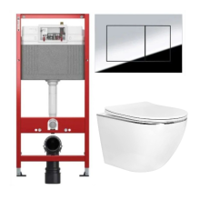  Комплект 6 в 1: инсталляция TECEbase kit 9400412 с кнопкой хром и подвесным унитазом Amore di Mare Delio P203S