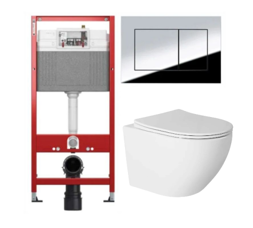Комплект: инсталляция TECEbase kit 9400412 с кнопкой хром и подвесным унитазом Amore di Mare Delio Tornado P203-T