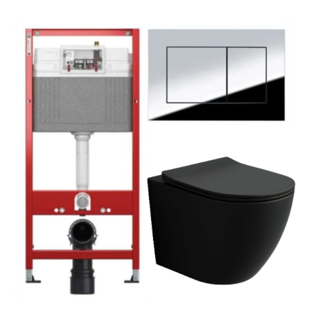 Комплект: инсталляция TECEbase kit 9400412 с кнопкой хром и подвесным унитазом Amore di Mare Delio Tornado P203MB-T