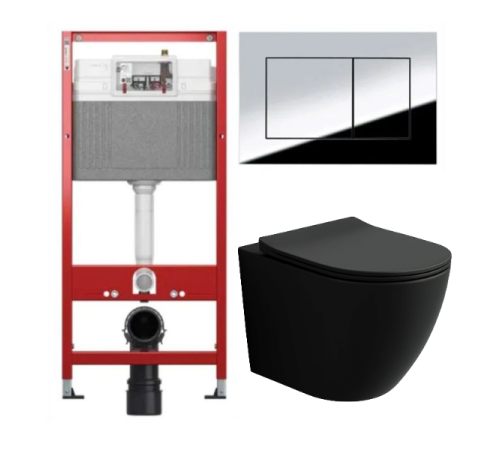 Комплект: инсталляция TECEbase kit 9400412 с кнопкой хром и подвесным унитазом Amore di Mare Delio Tornado P203MB-T