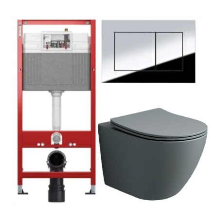 Комплект: инсталляция TECEbase kit 9400412 с кнопкой хром и подвесным унитазом Amore di Mare Delio Tornado P203MGR-T