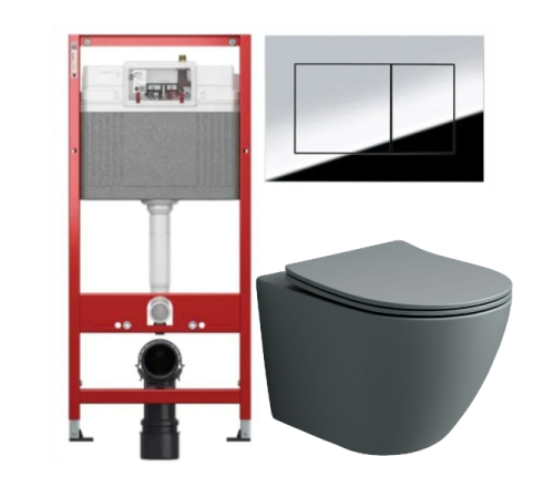 Комплект: инсталляция TECEbase kit 9400412 с кнопкой хром и подвесным унитазом Amore di Mare Delio Tornado P203MGR-T
