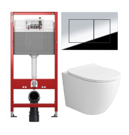 Комплект: инсталляция TECEbase kit 9400412 с кнопкой хром и подвесным унитазом Amore di Mare Delio Tornado P203MW-T