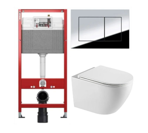 Комплект: инсталляция TECEbase kit 9400412 с кнопкой хром и подвесным унитазом Amore di Mare Lenza Tornado P252-T