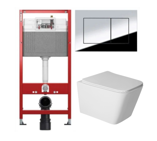 Комплект 6 в 1: инсталляция TECEbase kit 9400412 с кнопкой хром и подвесным унитазом Amore di Mare Tassaro Tornado P202-T